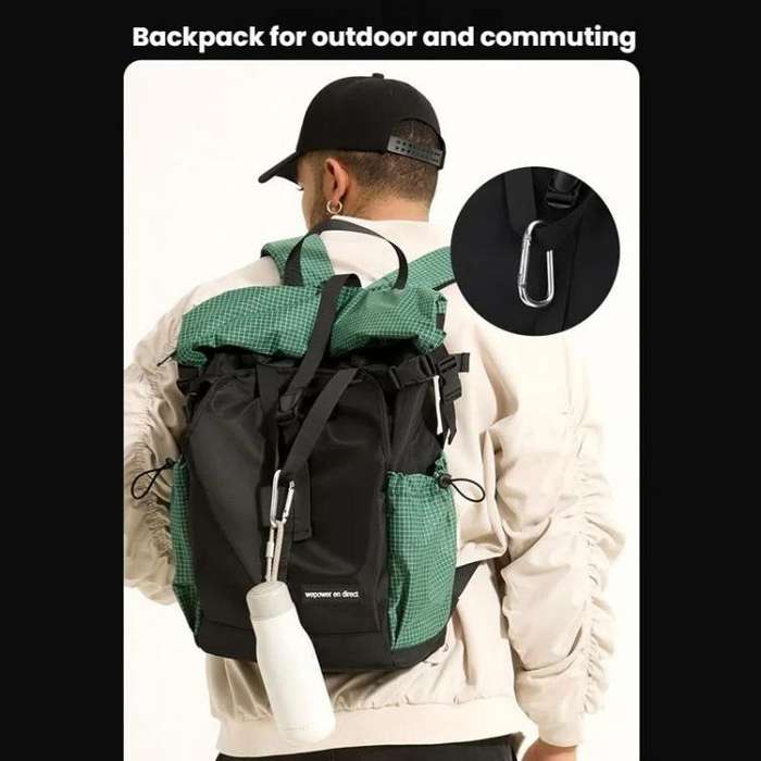 WEPOWER  Men and Women Contrast Color Backpack for Commuting Large-capacity Casual Bag(Black)