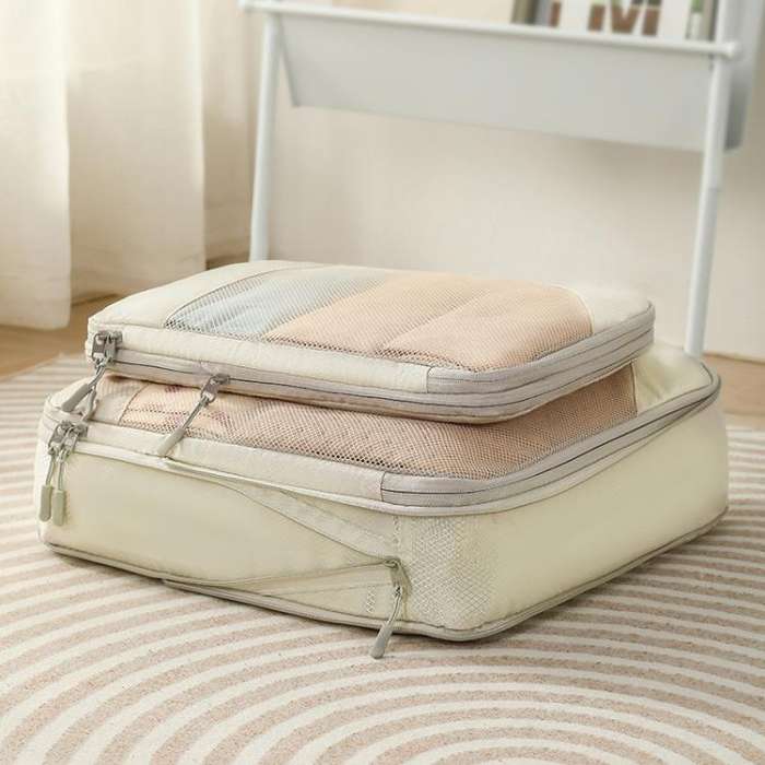 5 In 1 Mesh Compressed Travel Organizer Bag Luggage Clothes Shoes Toiletries Storage Bag(Black)