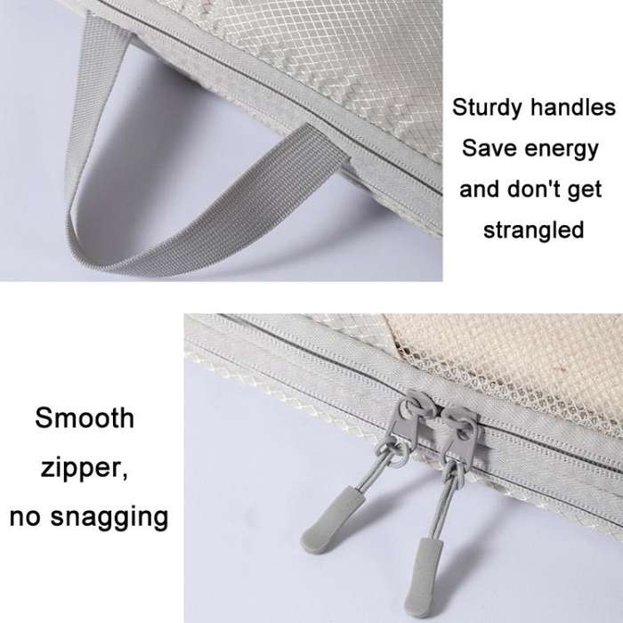 6 In 1 Mesh Compressed Travel Organizer Bag Luggage Clothes Shoes Toiletries Storage Bag(Beige)
