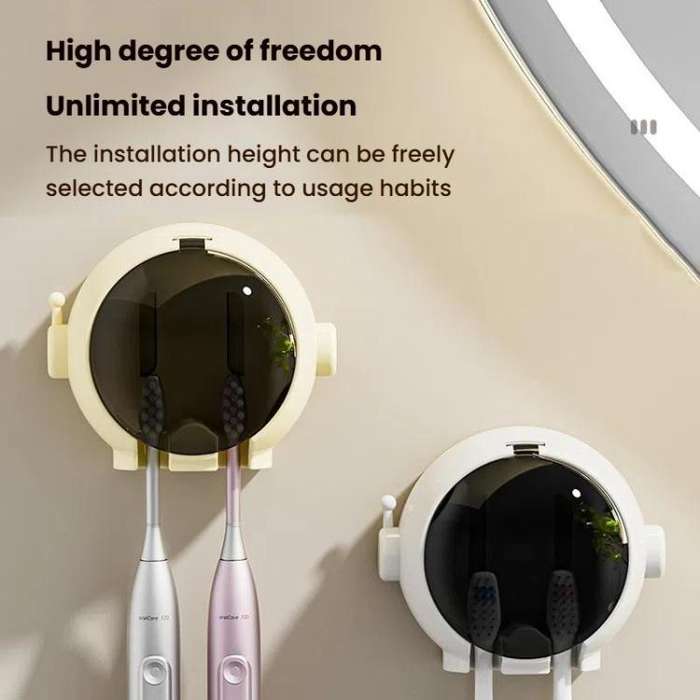 Cartoon Wall-mounted Hole-free Bathroom Shelf Home Electrical Toothbrush Hanging Holder(Yellow)