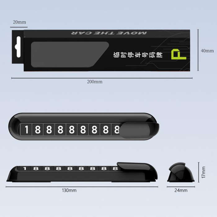 Car Temporary Parking License Plate Luminous Hidden Parking Phone Number Plate(Black)