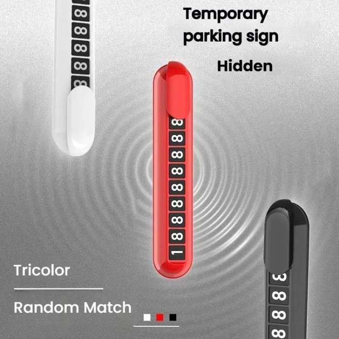 Car Temporary Parking License Plate Luminous Hidden Parking Phone Number Plate(Red)