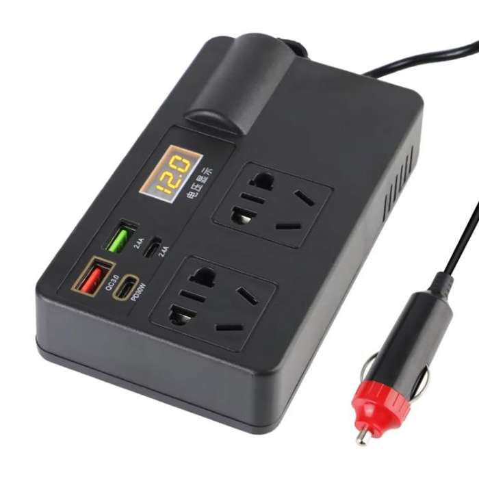 12V24V To 220V Car Multi-Function Inverter Socket Fast Charger(With Digital Display)