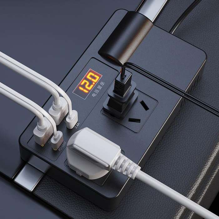 12V24V To 220V Car Multi-Function Inverter Socket Fast Charger(With Digital Display)