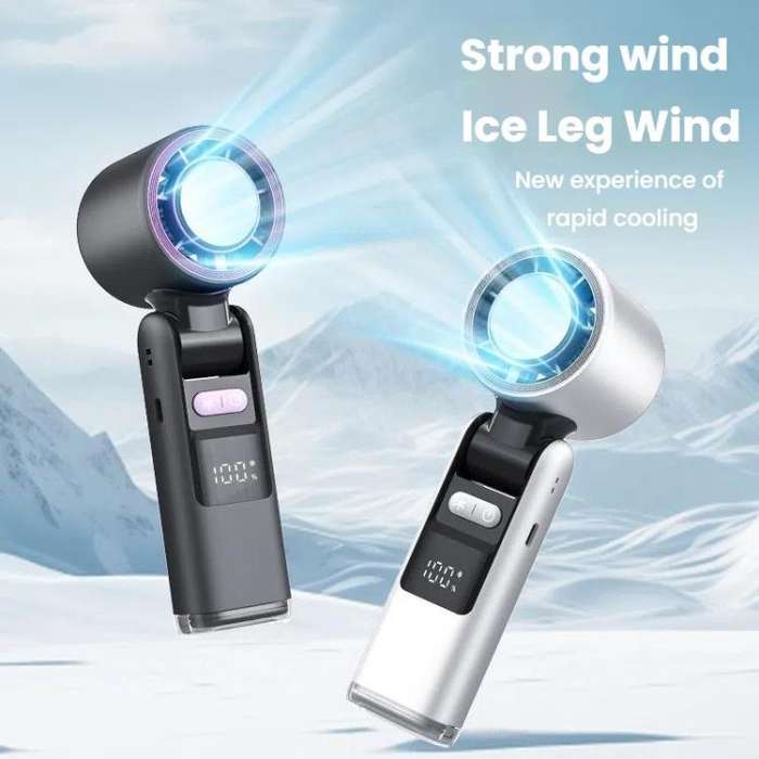100-gear High Speed Handheld Fan Mini USB Rechargeable Foldable Portable Turbo Small Fan With Coo...