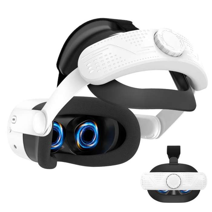 For Quest 3S VR Headset Elite Head Strap Adjustable Comfort Decompression Headband(Gray White)