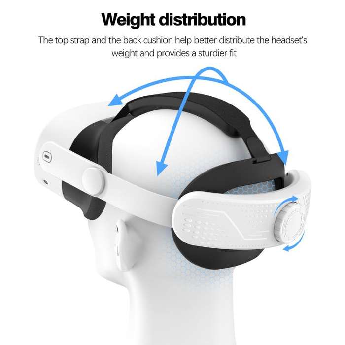 For Quest 3S VR Headset Elite Head Strap Adjustable Comfort Decompression Headband(Gray White)