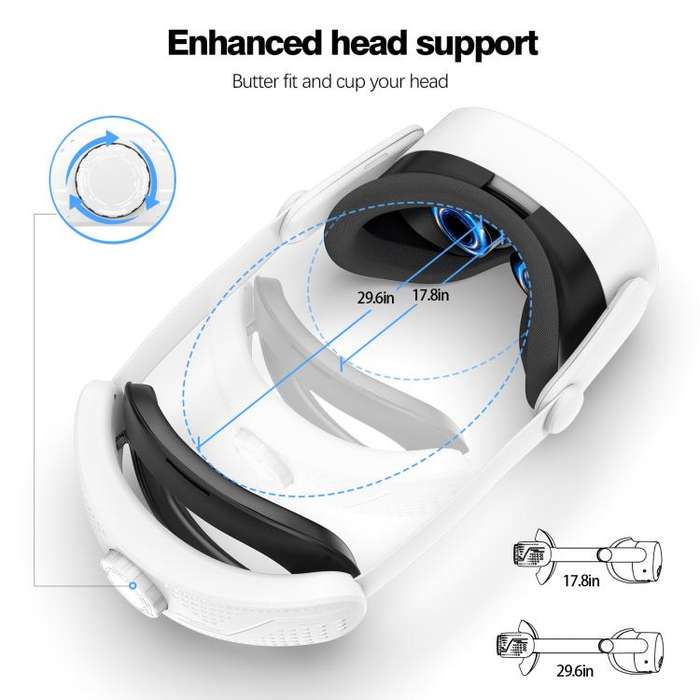 For Quest 3S VR Headset Elite Head Strap Adjustable Comfort Decompression Headband(Gray White)