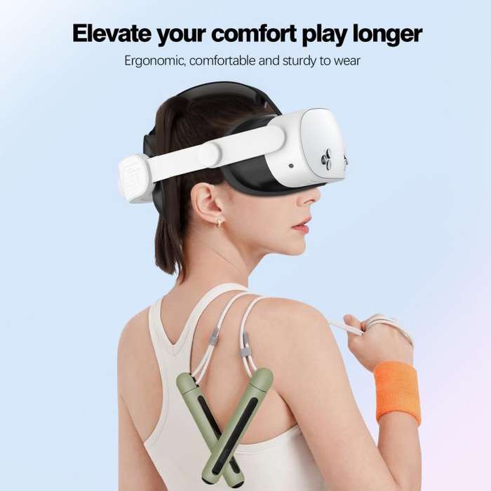 For Quest 3S VR Headset Elite Head Strap Adjustable Comfort Decompression Headband(Gray White)