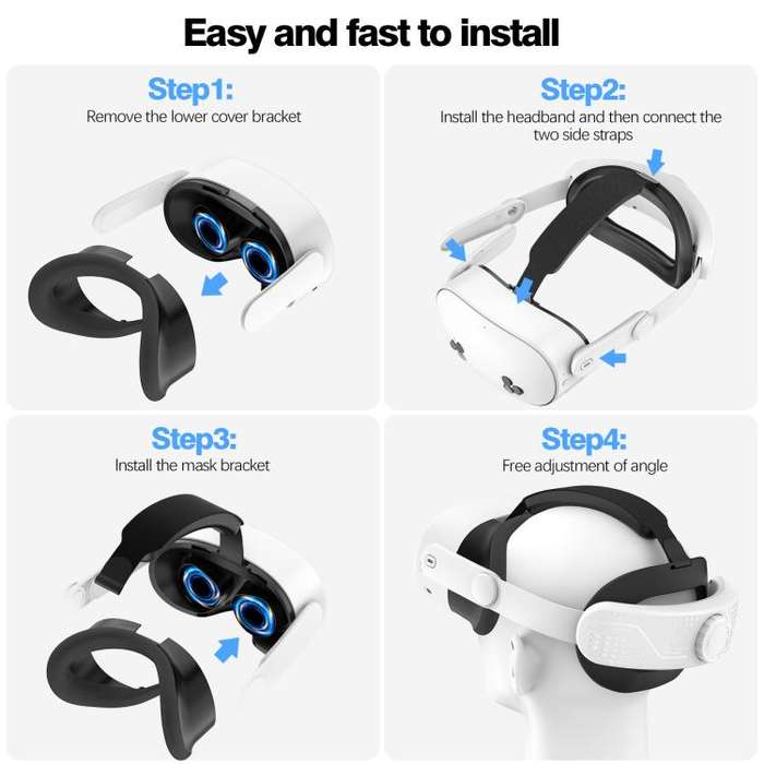 For Quest 3S VR Headset Elite Head Strap Adjustable Comfort Decompression Headband(Gray White)