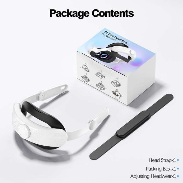 For Quest 3S VR Headset Elite Head Strap Adjustable Comfort Decompression Headband(Gray White)