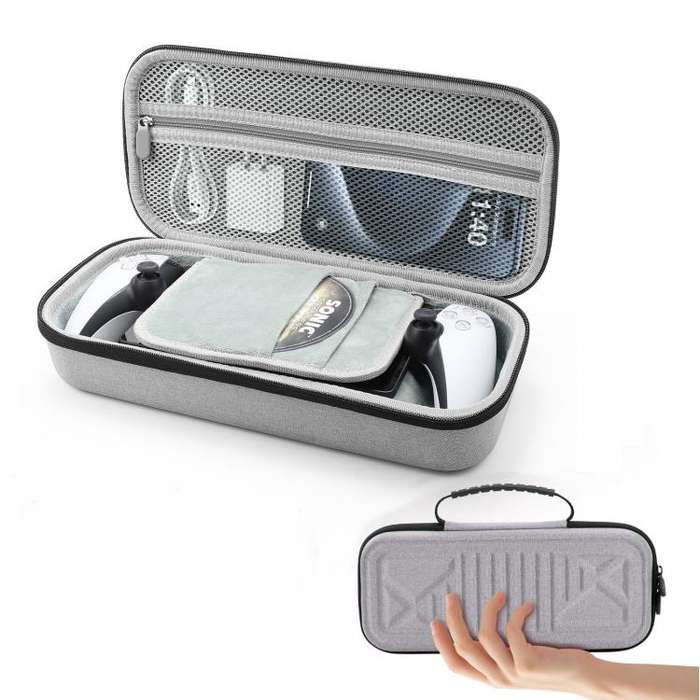 For PlayStation Portal Game Console EVA Storage Bag Portable Handbag(Light Gray)