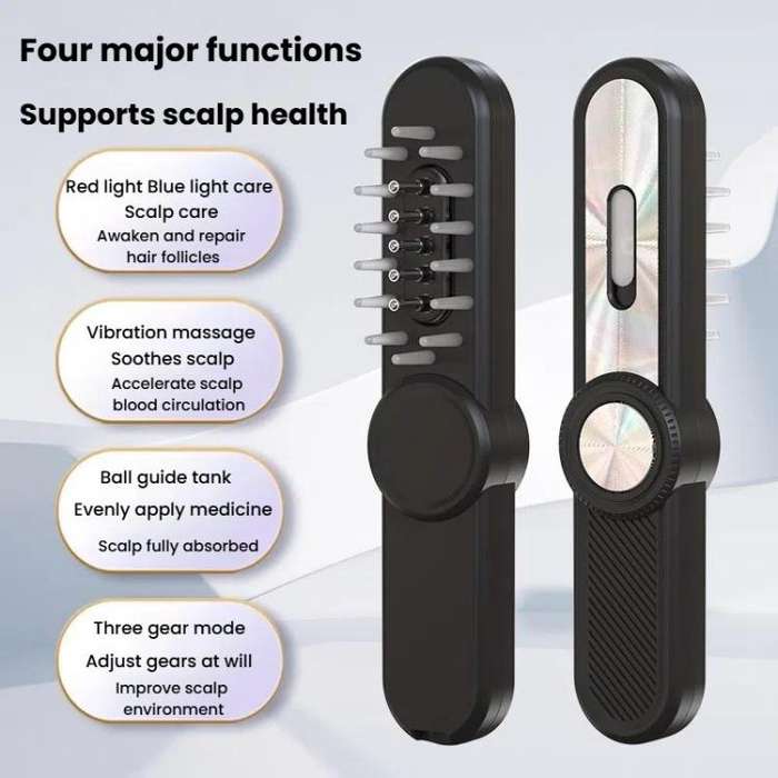 Hair Oil Applicator Roller Ball Red / Blue Light Electric Massage Comb Hair Regrowth Conductive C...