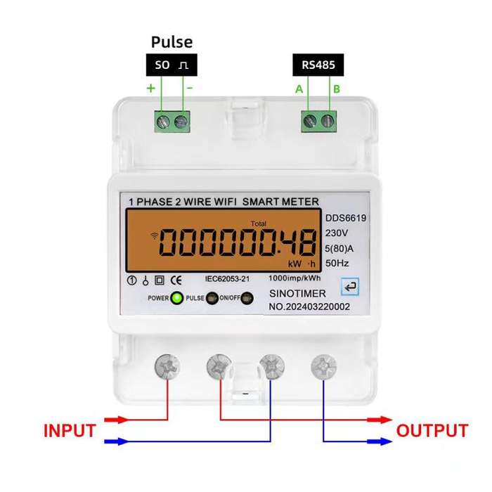 SINOTIMER DDS6619-048 80A With Switch Single-phase Tuya WiFi Energy Meter AC 220V