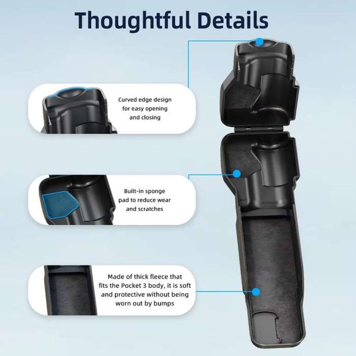 For DJI OSMO Pocket 3 BRDRC Lens Cap Camera Case Screen Protector Accessories(Black)