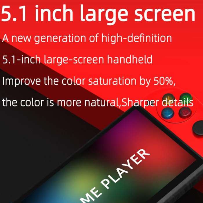 X19 Pro 5.1-inch Screen Handheld Game Console Supports AV TV Output With 8G Memory Card(Black)