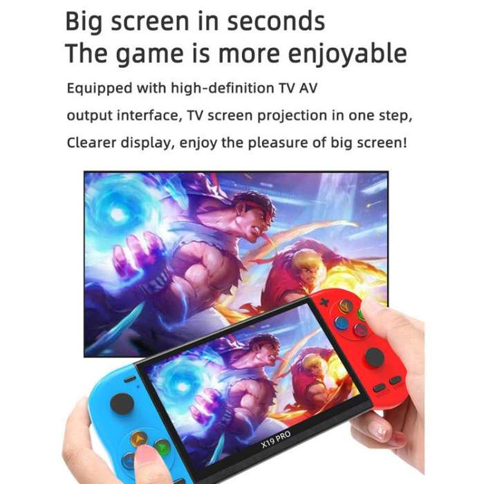 X19 Pro 5.1-inch Screen Handheld Game Console Supports AV TV Output With 8G Memory Card(Black)