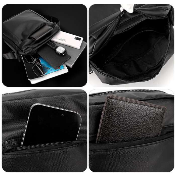 WEPOWER Men Messenger Bag Large Capacity Leisure Shoulder Bag For Travel Commuting(Black)