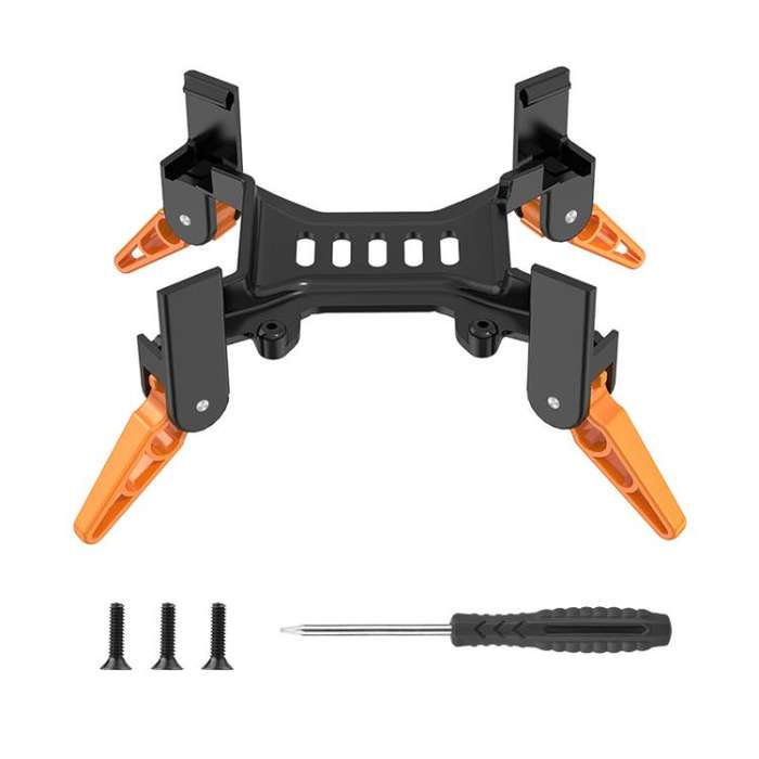 For DJI Avata 2 BRDRC Folding Height Enhanced Landing Gear Gimbal Protective Kickstand(Black Orange)