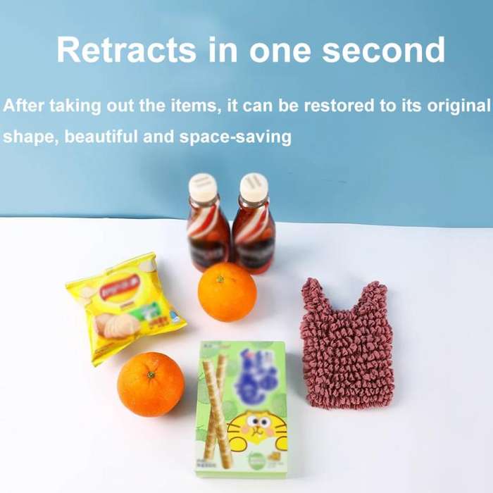 Mini Retractable Bubble Bag Multifunctional Large-capacity Elastic Shopping Bag(Black)