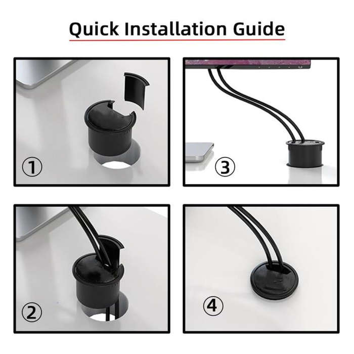 3xUSB3.0+3.5mm Desk Grommet Splitter HUB Dock Station, Cable Length 1.2m