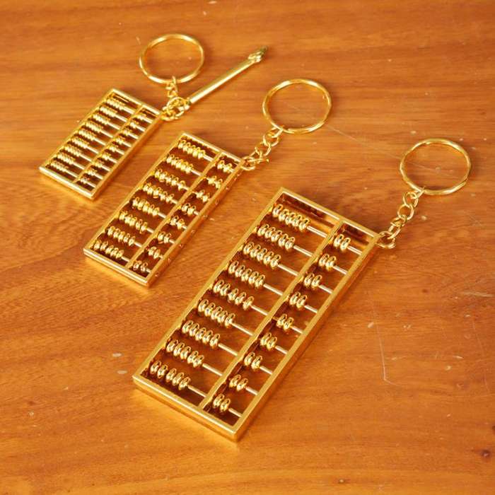 9cm with Keychain Zinc Alloy Gold Plated Daily Charm Abacus Keychain