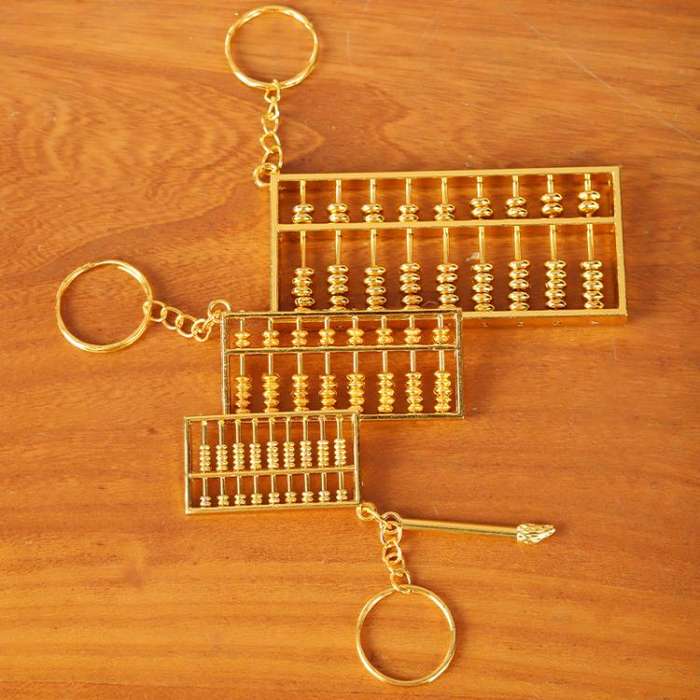 6cm With Keychain Zinc Alloy Gold Plated Daily Charm Abacus Keychain