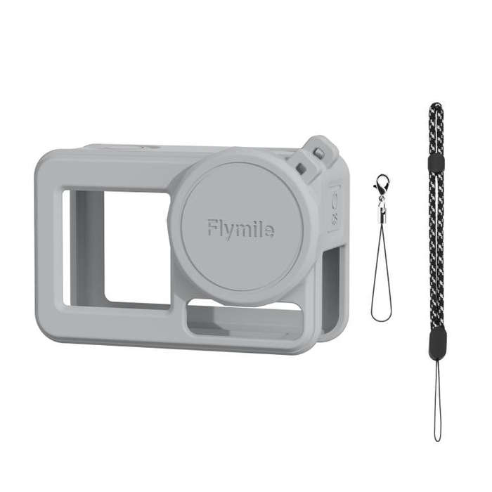 For DJI Osmo Action 3 / 4 / 5 Pro Flymile Silicone Cover Sport Camera Lens Drop Cases(Gray)