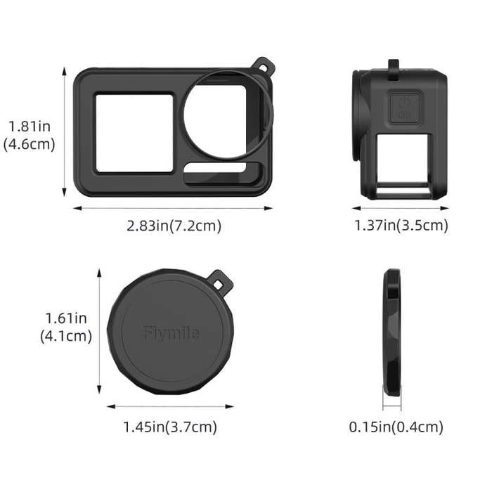 For DJI Osmo Action 3 / 4 / 5 Pro Flymile Silicone Cover Sport Camera Lens Drop Cases(Gray)