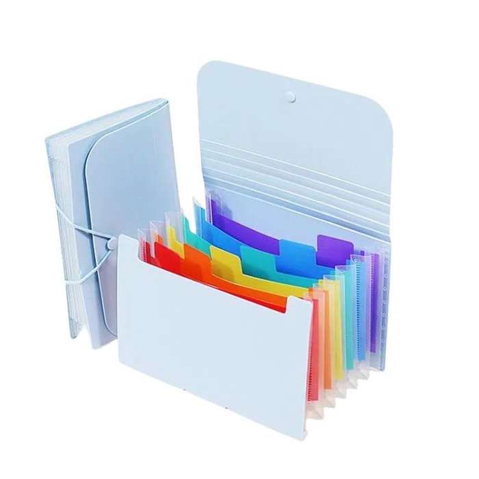 7 Pockets A6 File Organizer Expanding File Folders for Storage and Organization Blue Cover Colorf...