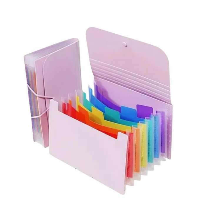 7 Pockets A6 File Organizer Expanding File Folders for Storage and Organization Purple Cover Colo...