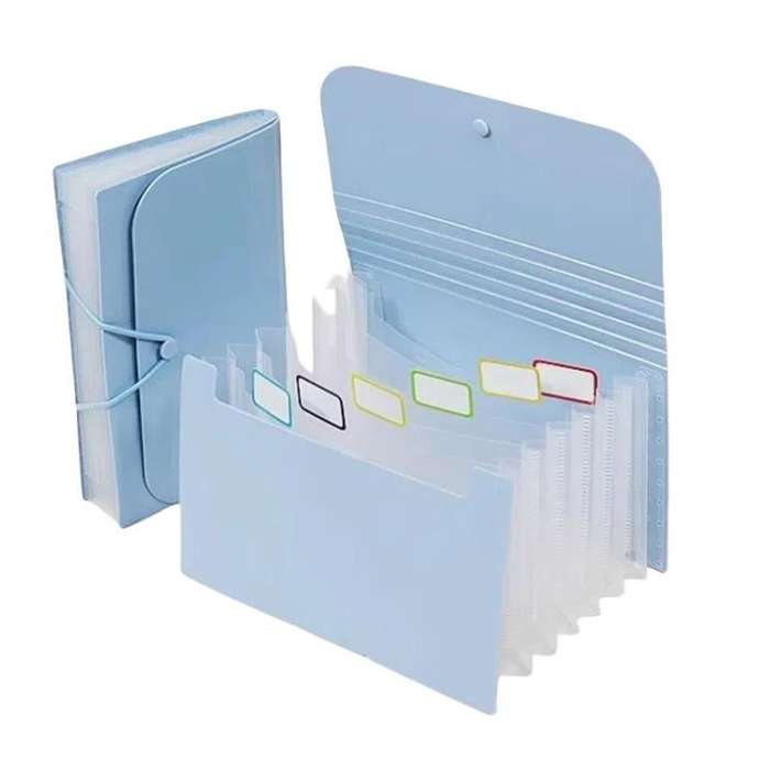 7 Pockets A6 File Organizer Expanding File Folders for Storage and Organization Blue Cover Natura...