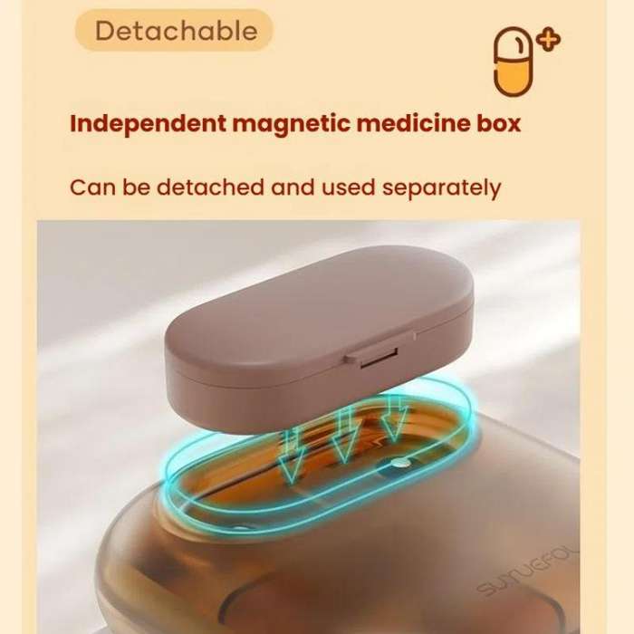 Portable Pill Box Dispenser Sealed Large Capacity Seven Days a Week Medication Organizer, Color: ...