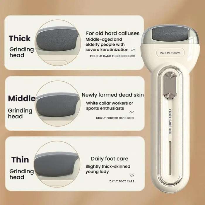 Electric Foot Grinder Dead Skin Callus Remover Foot Care Exfoliator Pedicure Device(Beige)
