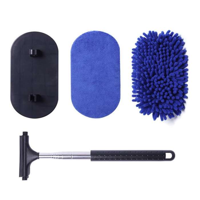 Retractable Windshield Cleaning Brush Scrubbing And Defogging 3 In 1 Car Wash Kit(Blue)