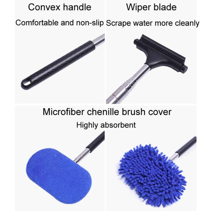 Retractable Windshield Cleaning Brush Scrubbing And Defogging 3 In 1 Car Wash Kit(Blue)