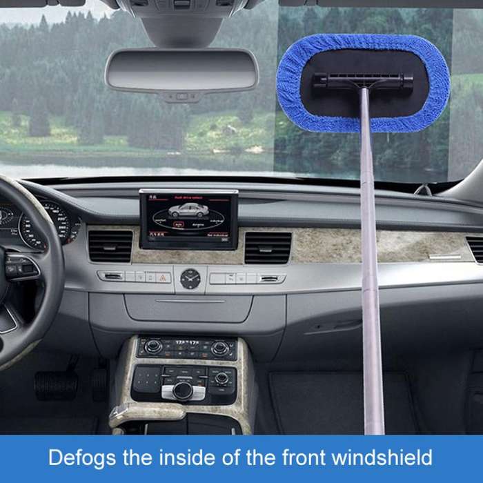 Retractable Windshield Cleaning Brush Scrubbing And Defogging 3 In 1 Car Wash Kit(Blue)