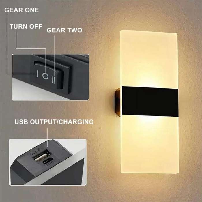 Magnetic Acrylic Smart Induction Night Light Rechargeable Wall Lamp Bedroom Bedside Lamp Black Re...