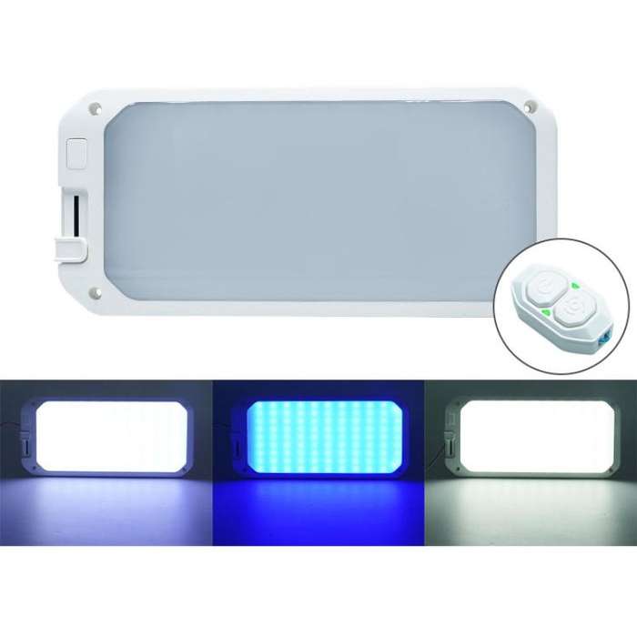 12-30V RV Light 198 LEDs 3-Color Temperature Dimmable Roof Light, Color: Blue White Light With Re...