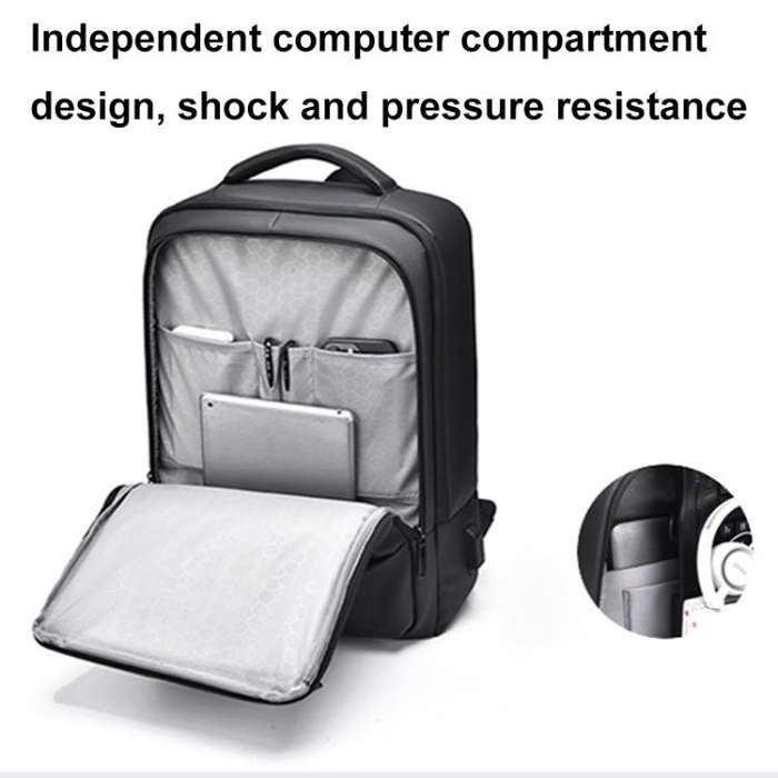 OUMANTU 2103 Large Capacity Multi-Compartment Waterproof Laptop Backpack With USB Port(Black)