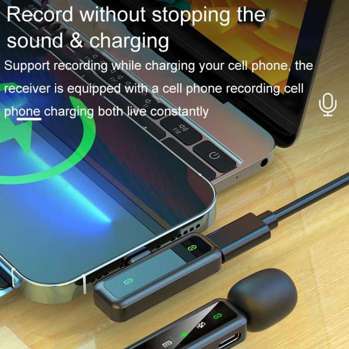 H63 Wireless Lavalier Microphone Live Shooting Audio Noise Canceling Device, Style: Dual Mic(Type-C)