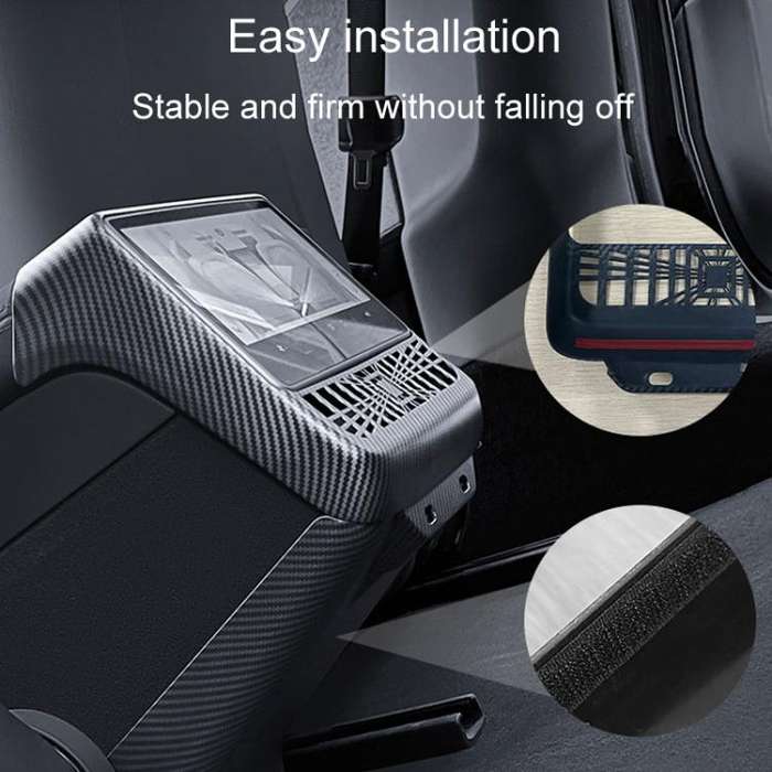 For Tesla New Model 3 / Y Car Rear Air Conditioning Vent Protection Frame, Style: Matte Carbon Pa...