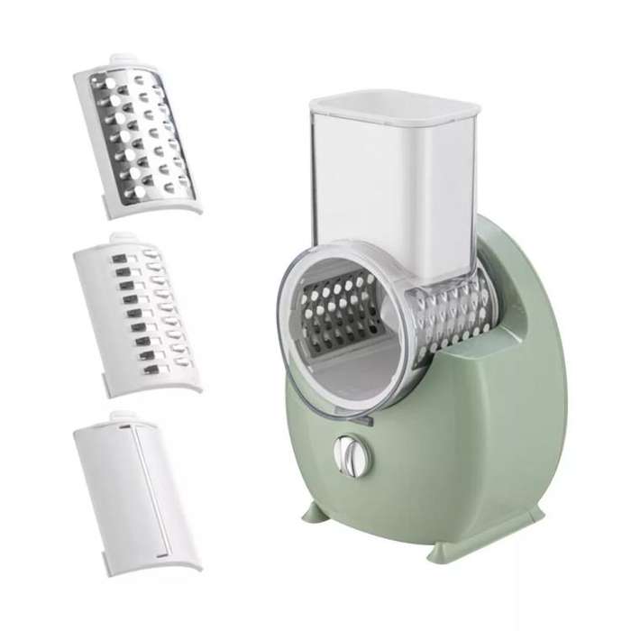 CY-661 3-in-1 Kitchen Multifunctional Roller Electric Vegetable Cutter, Spec: Green UK Plug