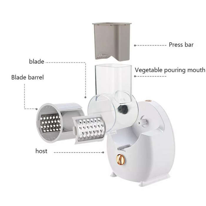 CY-661 3-in-1 Kitchen Multifunctional Roller Electric Vegetable Cutter, Spec: White Wireless Model