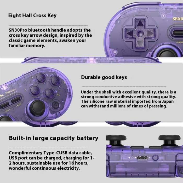 8BitDo SN30 Pro Retro Special Edition Translucent Wireless Bluetooth Multi-Platform Gamepad(Green)