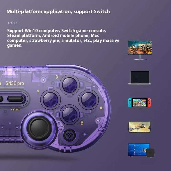 8BitDo SN30 Pro Retro Special Edition Translucent Wireless Bluetooth Multi-Platform Gamepad(Purple)