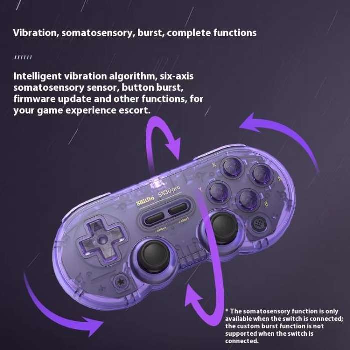8BitDo SN30 Pro Retro Special Edition Translucent Wireless Bluetooth Multi-Platform Gamepad(Purple)