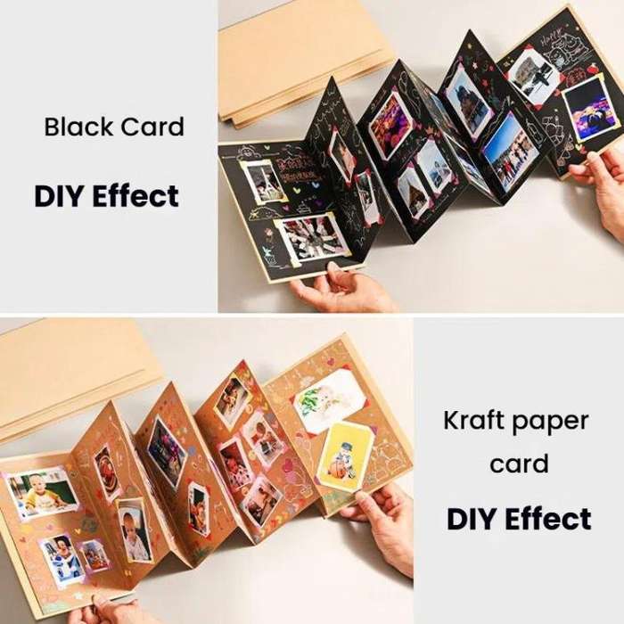 Accordion Folding DIY Photo Album Blank Cover Handmade Scrapbook Growth Album Birthday Graduation...