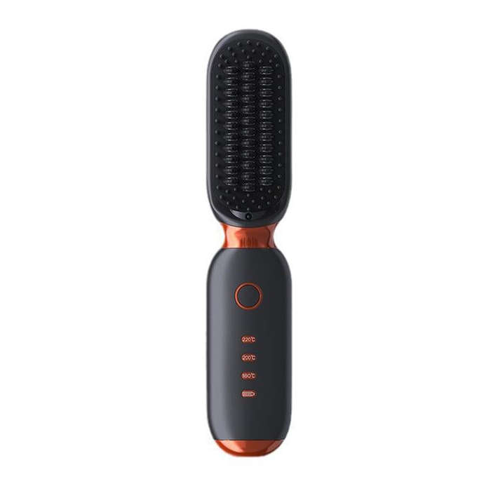 Portable Rechargeable Negative Ion Straightening Comb Straightening and Curly Comb(Black Red)