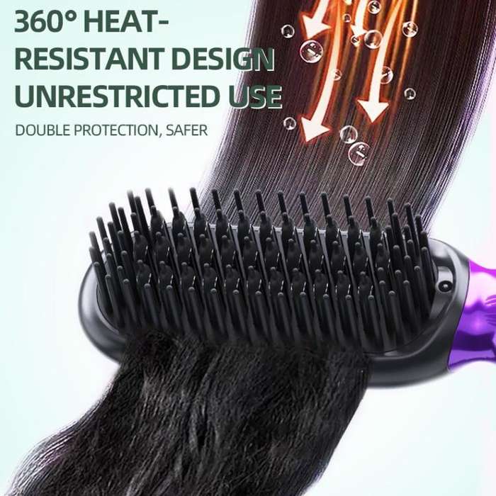 Portable Rechargeable Negative Ion Straightening Comb Straightening and Curly Comb(Black Red)